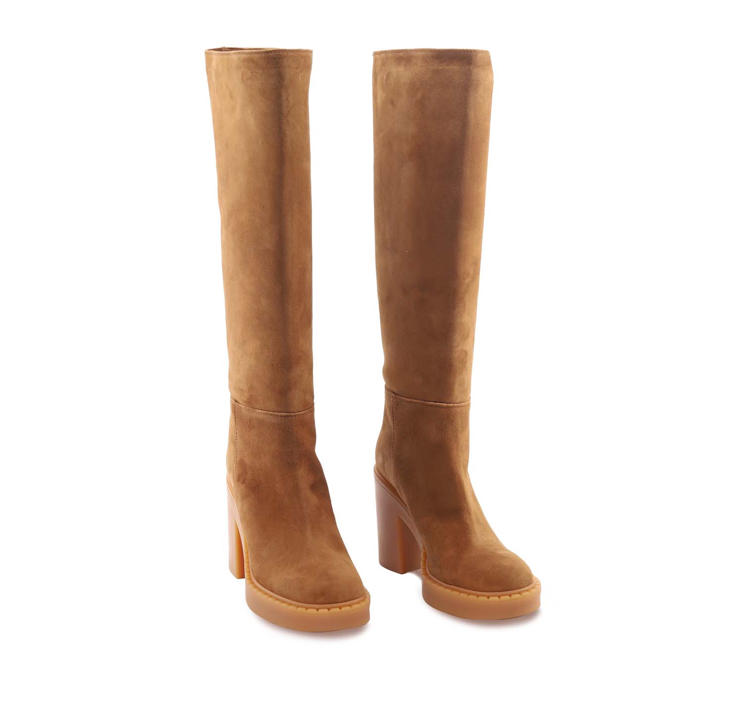 Club Style Stivale Tacco Largo Camoscio Nocciola